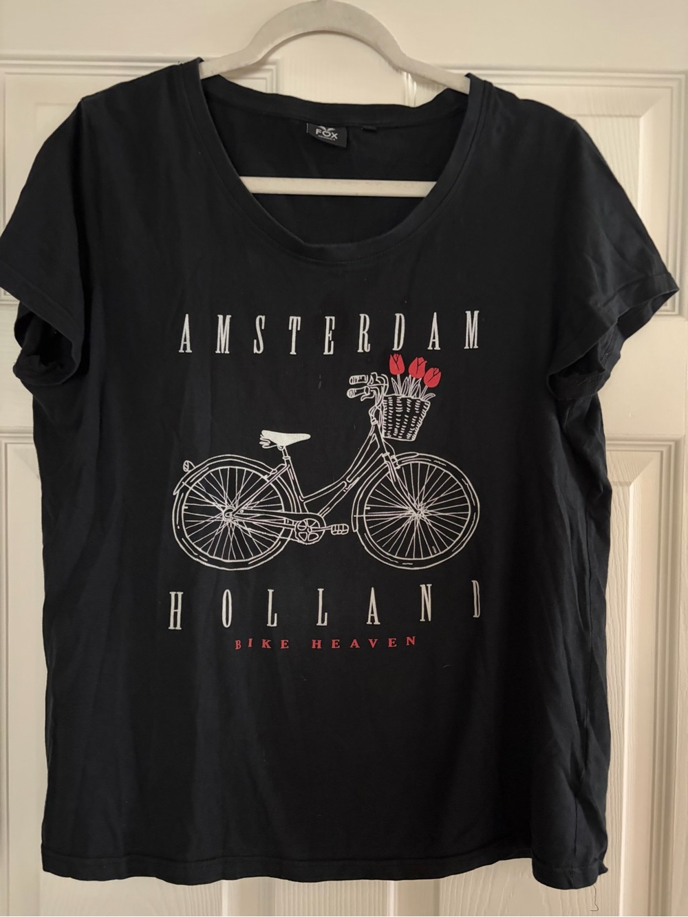 Amsterdam Holland Black Graphic Tee Bicycle Tulips Size XL